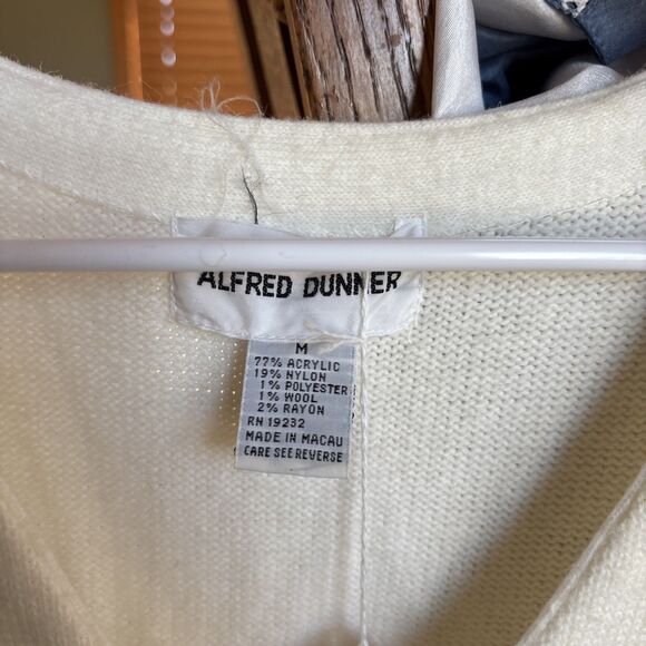 Alfred Dunner Vest Womens Medium Sweater Vest Zipper Ivory Embroidery - Picture 5 of 7